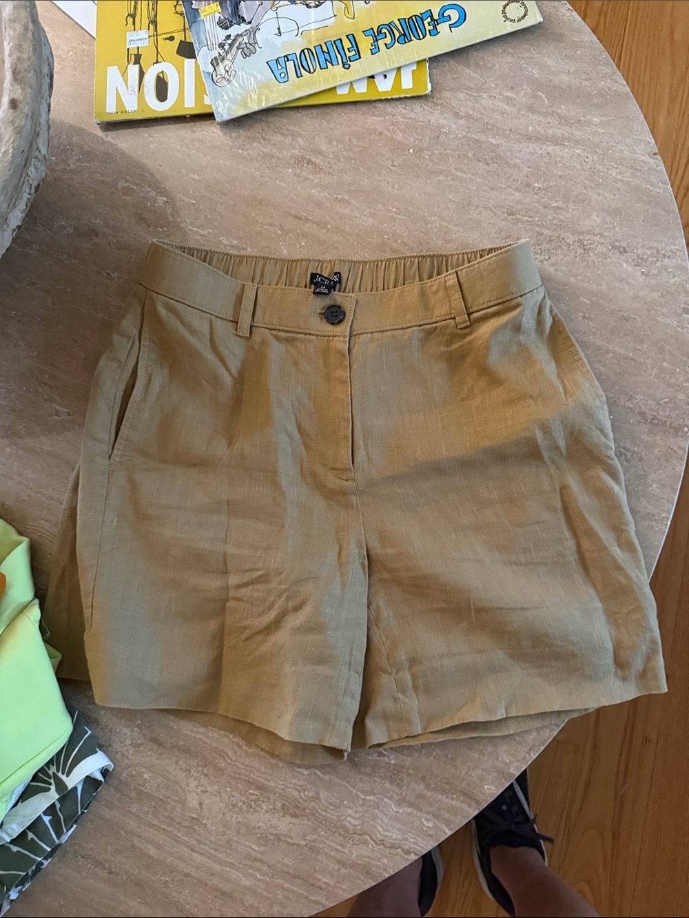 Women's Khaki Linen Shorts